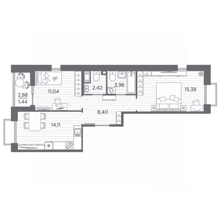 2-к кв. Санкт-Петербург Полюстровский просп., 87 (56.75 м) - Фото 1