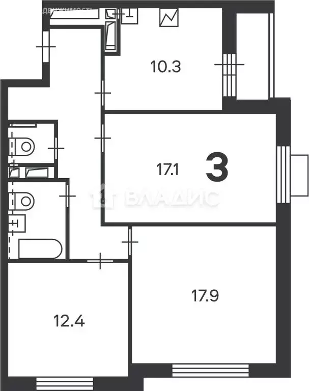 3-комнатная квартира: Москва, проезд Шокальского, 28Ак1 (74.2 м) - Фото 1
