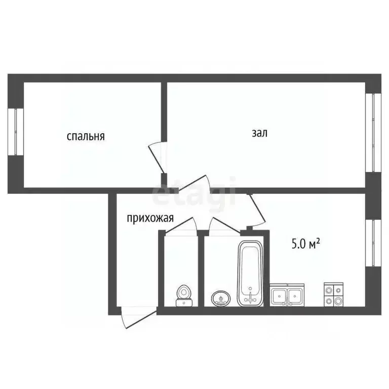 2-к кв. Пермский край, Чернушка ул. Нефтяников, 8 (43.9 м) - Фото 2