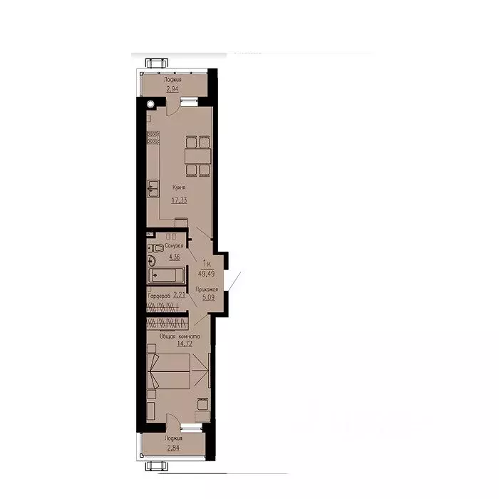 1-к кв. Ставропольский край, Пятигорск Скачки мкр,  (49.49 м) - Фото 1