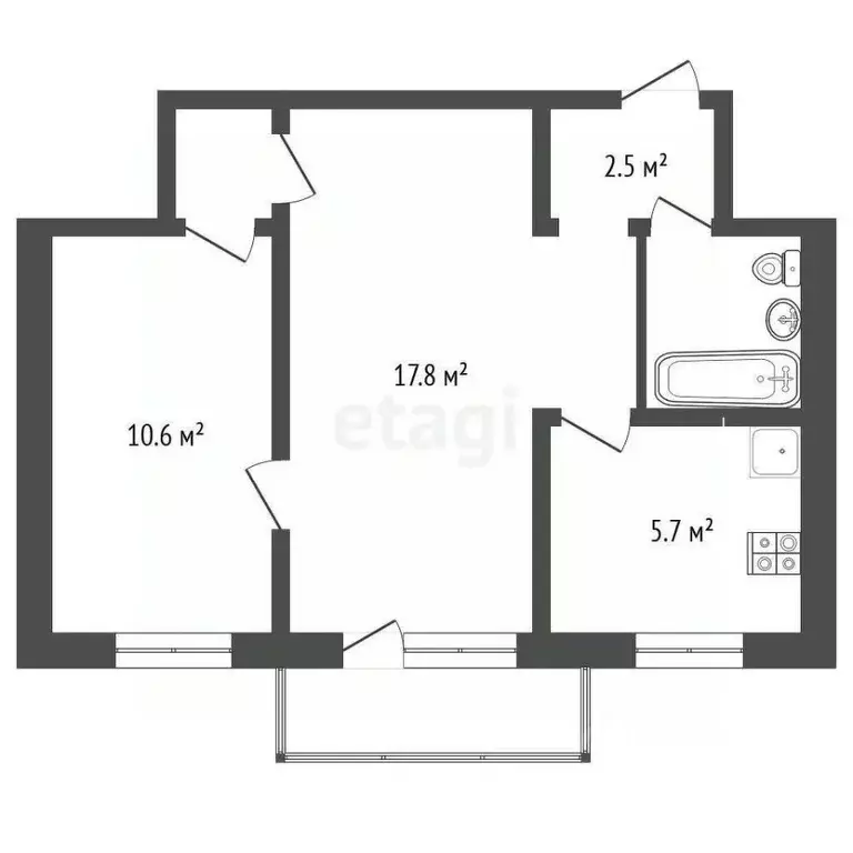 2-к кв. Московская область, Люберцы Смирновская ул., 1а (40.7 м) - Фото 1