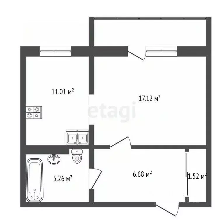 2-к кв. Кемеровская область, Кемерово ул. Серебряный Бор, 11 (41.59 м) - Фото 1