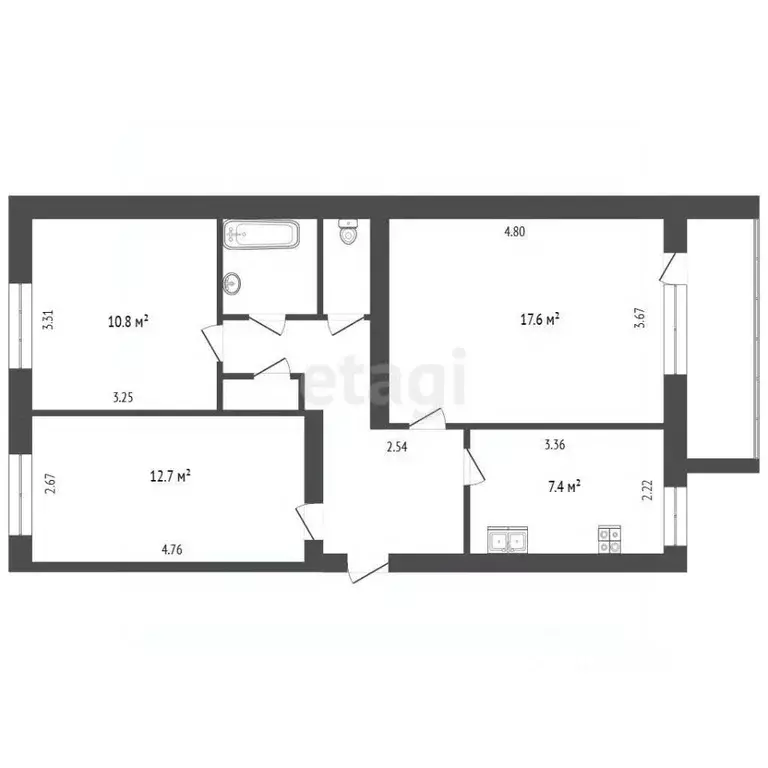 3-к кв. Тюменская область, Тюмень Садовая ул., 121а (63.0 м) - Фото 2