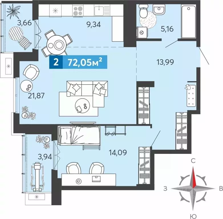 2-к кв. Пензенская область, Пензенский район, Засечный сельсовет, с. ... - Фото 1
