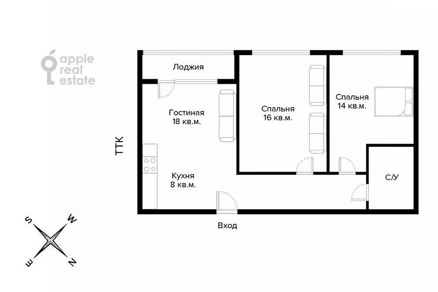 3-к кв. Москва Ленинградский просп., 29к1 (65.0 м) - Фото 2
