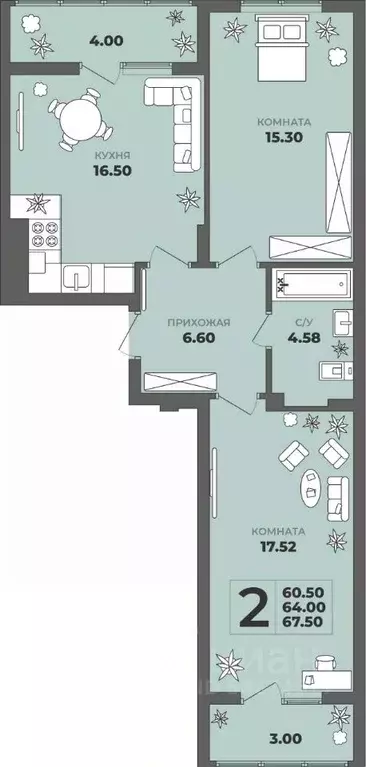 2-к кв. Калининградская область, Калининград ул. Генерала Толстикова, ... - Фото 1
