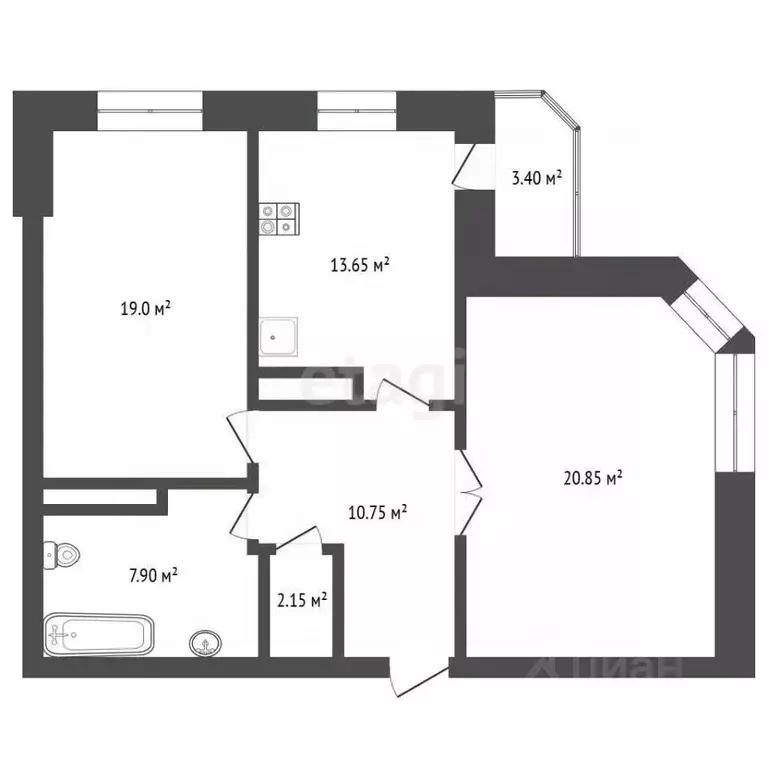 2-к кв. Москва 6-я Радиальная ул., 5к2 (76.0 м) - Фото 1