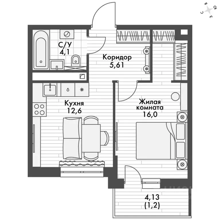 1-к кв. Татарстан, Зеленодольский район, Октябрьское с/пос, пос. ... - Фото 2
