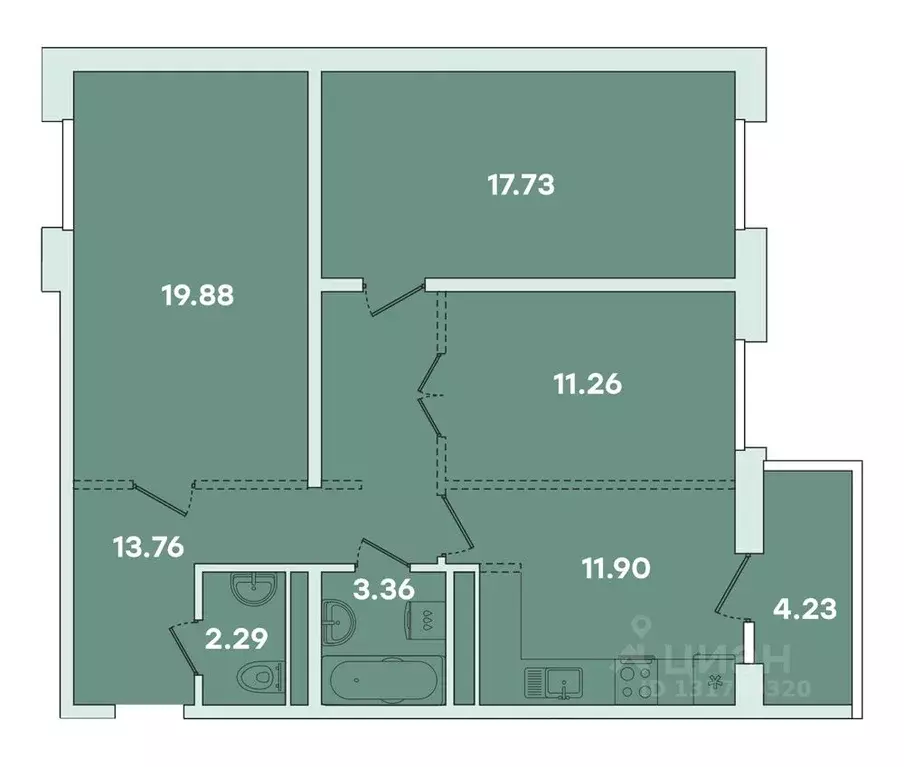 3-к кв. Иркутская область, Иркутск ул. Петрова, 18 (87.28 м) - Фото 0