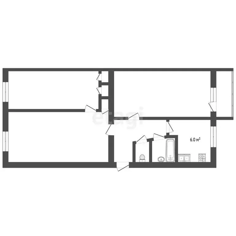 3-комнатная квартира: Тюмень, улица Мельникайте, 50 (60.3 м) - Фото 1