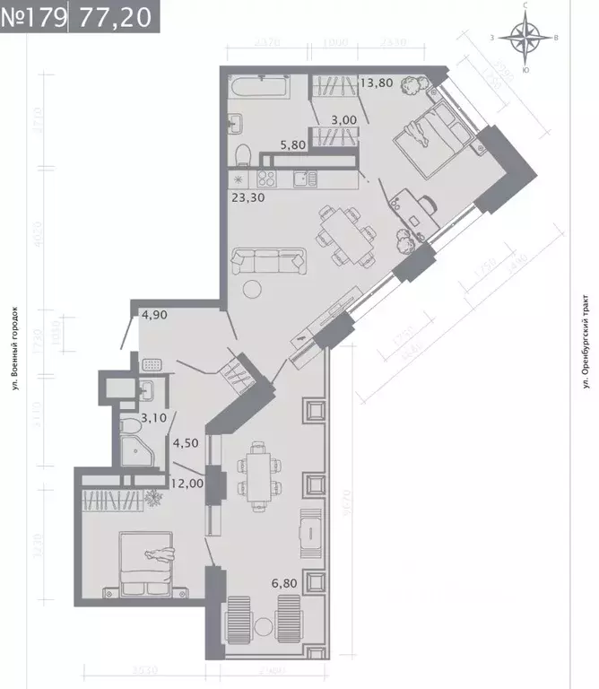 2-к кв. Татарстан, Казань ул. Шишкина (77.2 м) - Фото 1