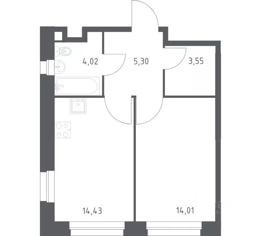 1-к кв. Москва д. Столбово, Эко Бунино жилой комплекс, 13 (41.31 м) - Фото 1