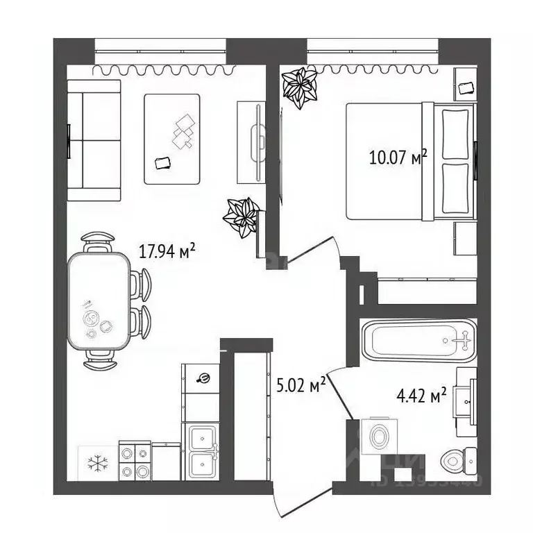 1-к кв. Тюменская область, Тюмень ул. Первооткрывателей, 2 (37.0 м) - Фото 1