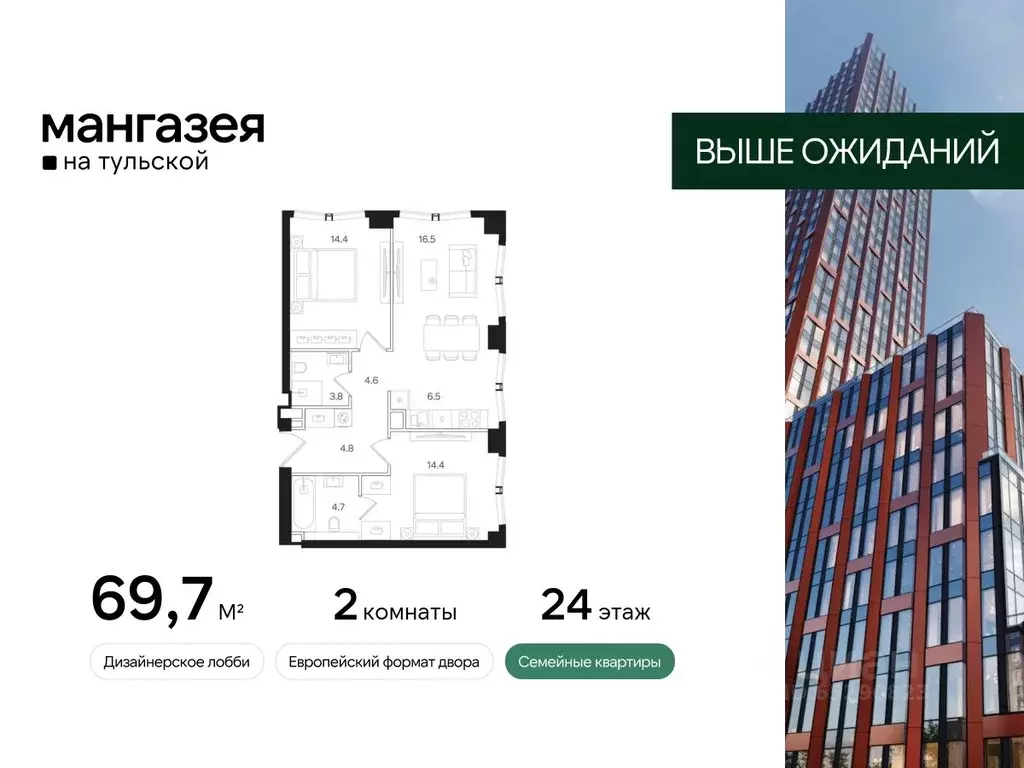 2-к кв. Москва Большая Тульская ул., 10С5 (69.7 м) - Фото 0