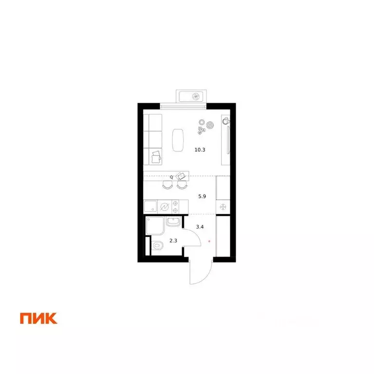 Квартира, студия, 21.9 м - Фото 1