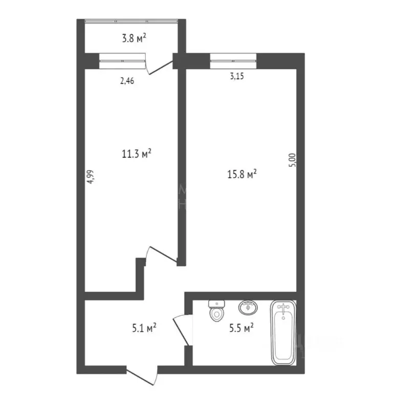1-к кв. Тюменская область, Тюмень ул. Беляева, 37к1 (36.6 м) - Фото 2