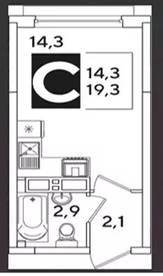 Продаётся квартира-студия, 19.3 м - Фото 1