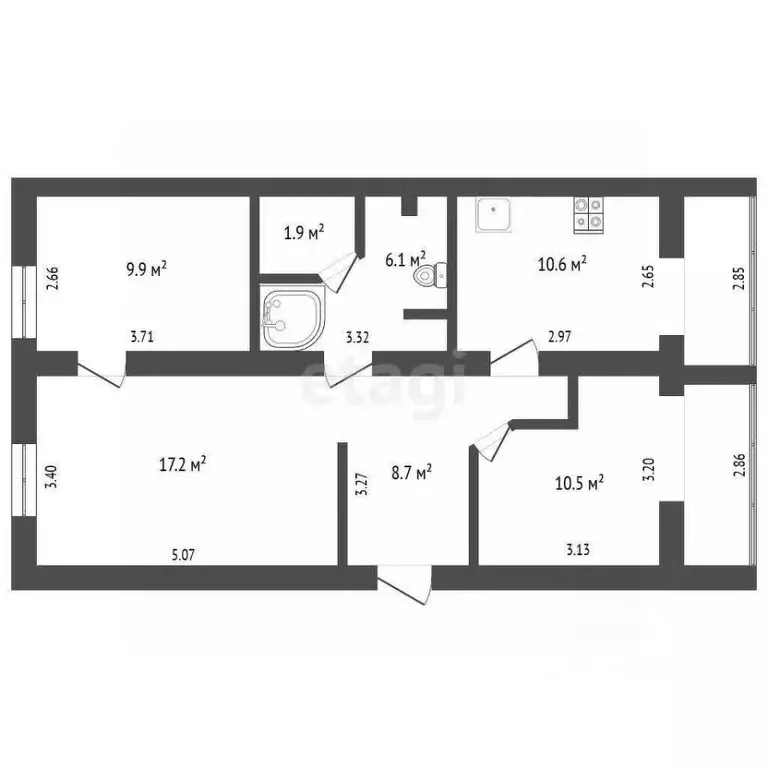 3-к кв. Башкортостан, Стерлитамак Михайловский мкр, ул. Шафиева, 41 ... - Фото 2