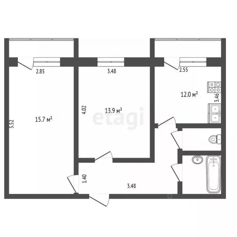 2-к кв. Мордовия, Саранск ул. Тани Бибиной, 3/2 (52.2 м) - Фото 2