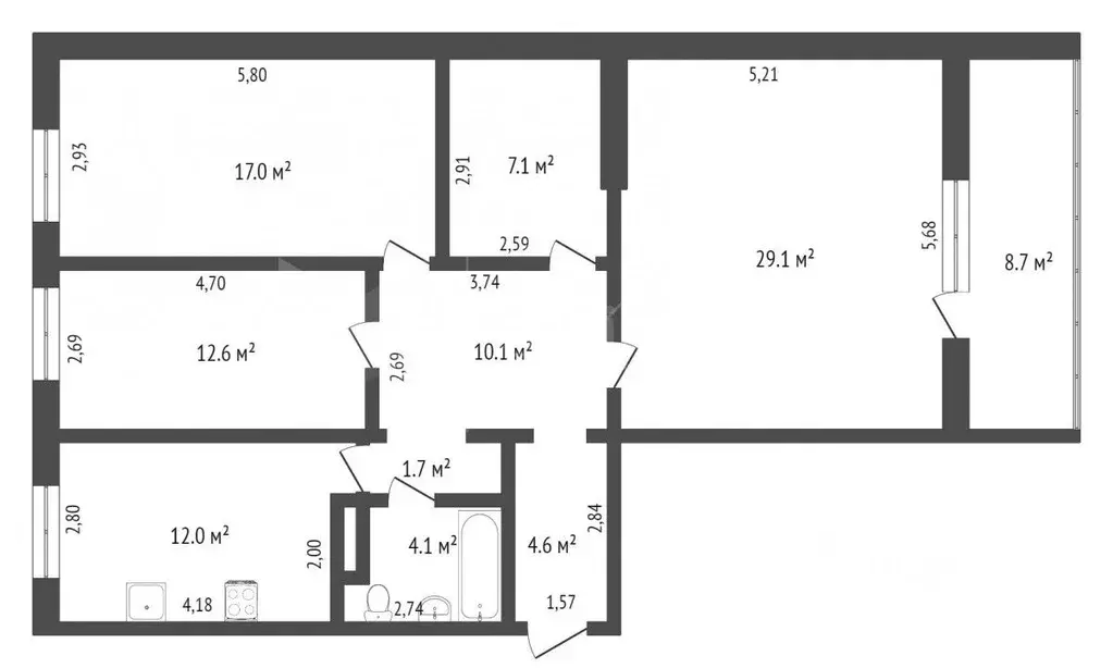 3-к кв. Тюменская область, Тюмень ул. Чернышевского, 2Бк2 (99.3 м) - Фото 2