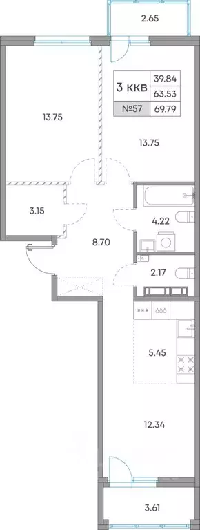 3-к кв. Карелия, Петрозаводск Александровский Завод тер.,  (69.79 м) - Фото 1