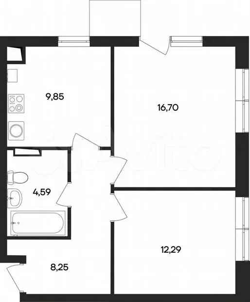 2-к. квартира, 51,7м, 2/4эт. - Фото 0