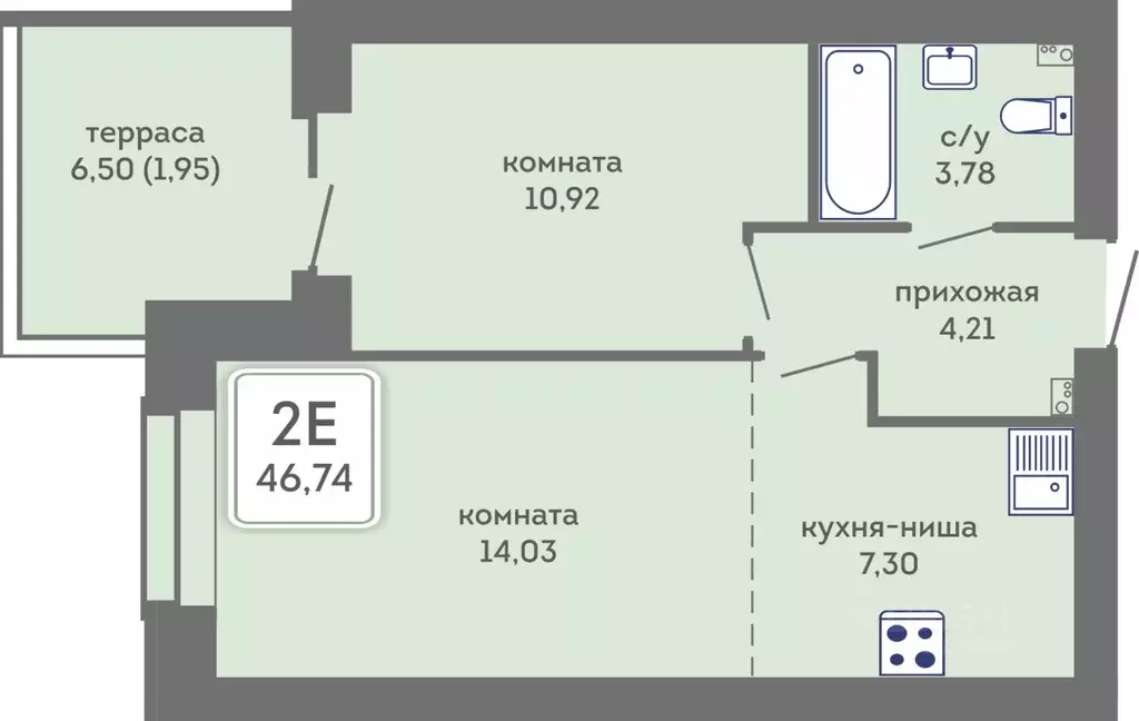 2-к кв. Пермский край, Пермь Кировоградская ул., 28 (46.74 м) - Фото 1