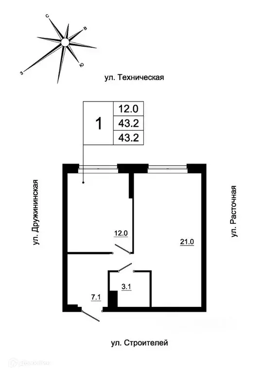 Продаётся 1-к квартира, 42.4 м - Фото 0