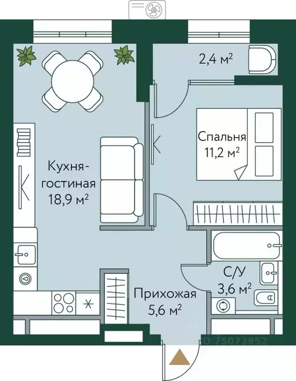 1-к кв. Волгоградская область, Волгоград Новосибирская ул., 74 (41.7 ... - Фото 0