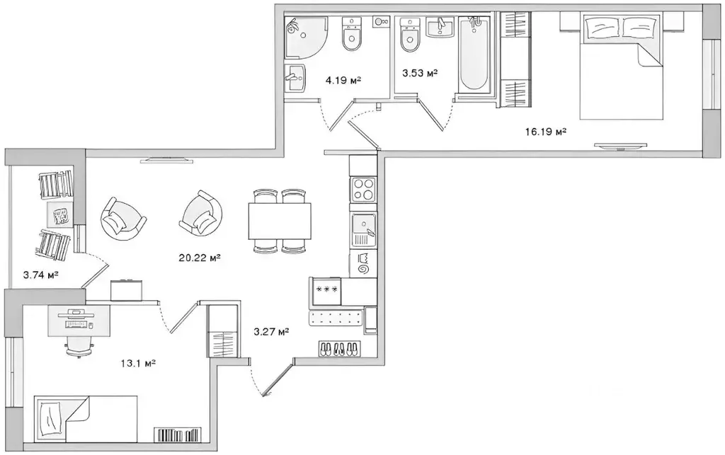 2-к кв. Санкт-Петербург Белоостровская ул., 12 (65.0 м) - Фото 2