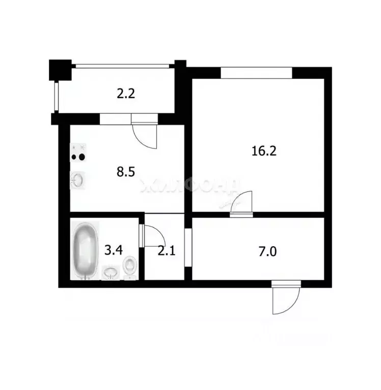 1-к кв. Новосибирская область, Кольцово рп 36 (37.2 м) - Фото 1