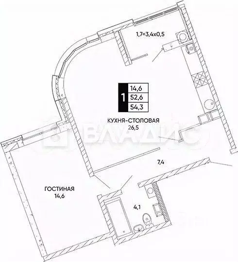 1-к кв. Ростовская область, Ростов-на-Дону Левобережная ул., 6/6с2 ... - Фото 1