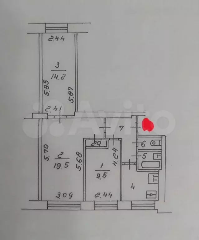 3-к. квартира, 60 м, 2/9 эт. - Фото 0