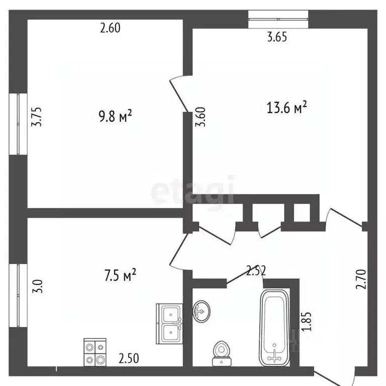 2-к кв. Орловская область, Орел Комсомольская ул., 227 (41.0 м) - Фото 2