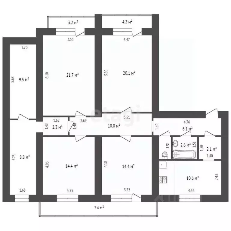 4-к кв. Самарская область, Самара ул. Советской Армии, 130А (124.0 м) - Фото 1