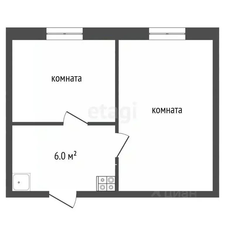 2-к кв. Саратовская область, Балашов Фестивальная ул., 18 (25.4 м) - Фото 2