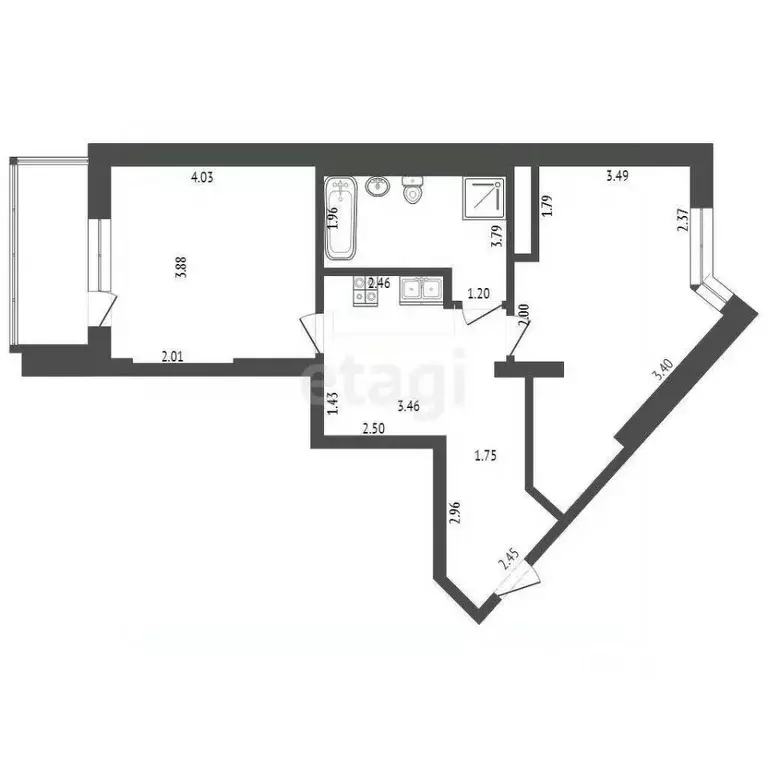 2-к кв. Тюменская область, Тюмень ул. Малыгина, 90 (62.3 м) - Фото 1