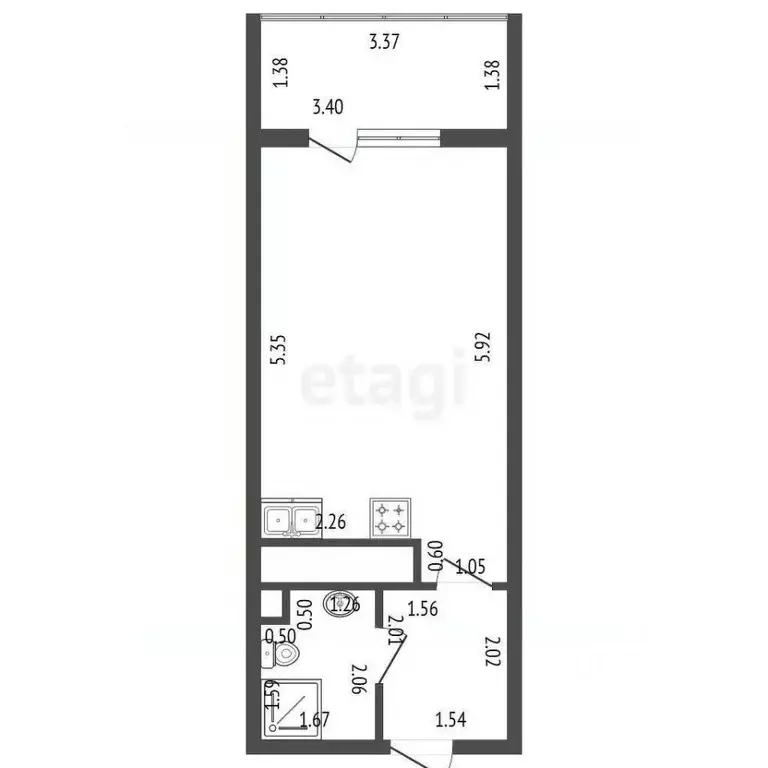 Студия Санкт-Петербург Комендантский просп., 62 (24.8 м) - Фото 2