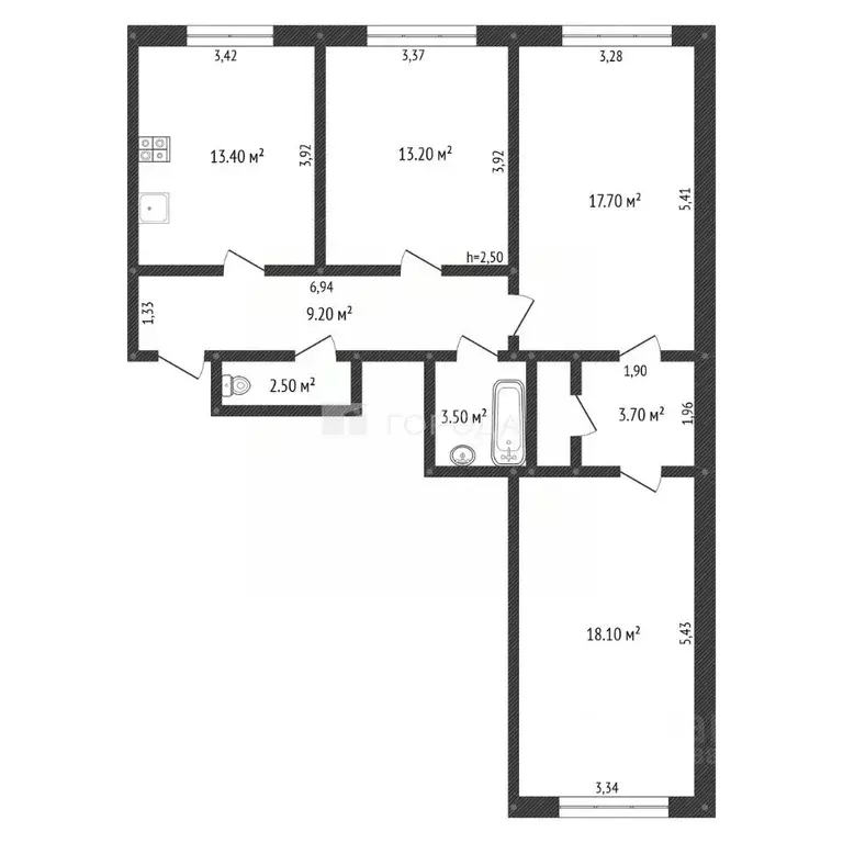3-к кв. Кемеровская область, Прокопьевск Ближний пер., 10 (82.6 м) - Фото 2