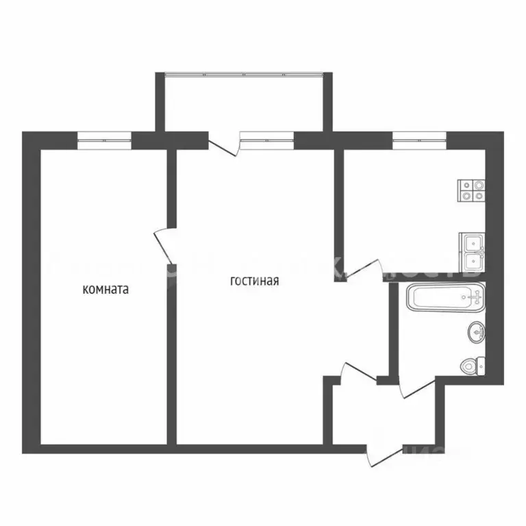 2-к кв. Тюменская область, Тюмень Рижская ул., 78 (41.0 м) - Фото 1