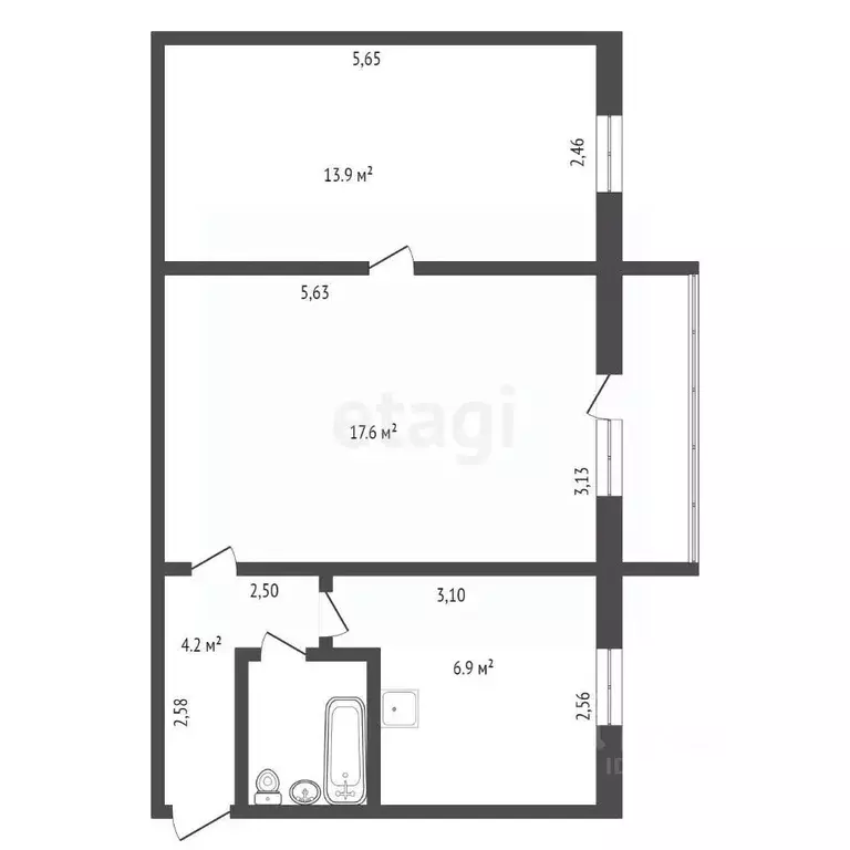 2-к кв. Амурская область, Благовещенск Зейская ул., 99 (46.0 м) - Фото 1