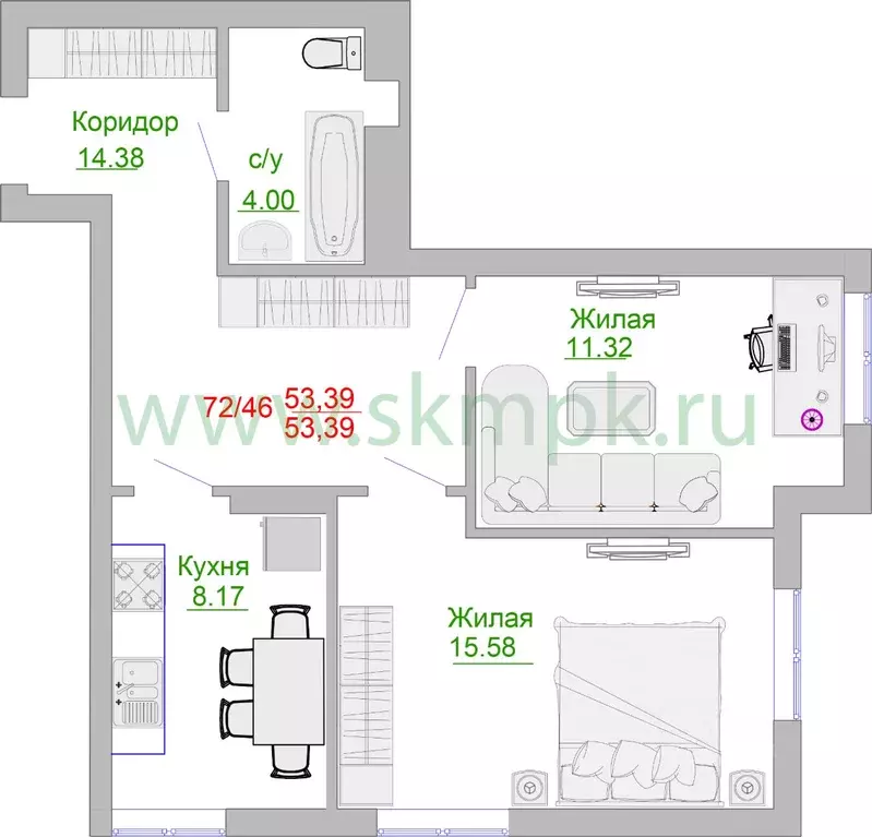 2-к кв. Калининградская область, Пионерский Портовая ул., 5 (54.1 м) - Фото 0