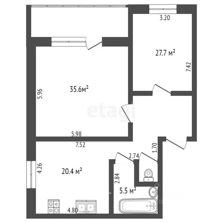 2-к кв. Вологодская область, Череповец Красная ул., 28 (90.6 м) - Фото 1