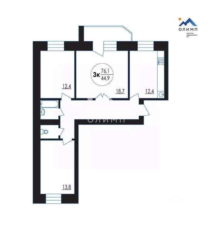 3-к кв. Ярославская область, Ярославль ул. Лескова, 28к2 (76.1 м) - Фото 2