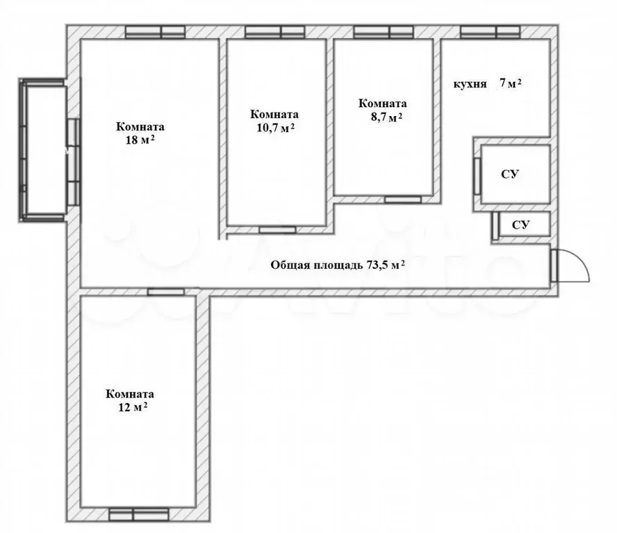 4-к. квартира, 74 м, 3/9 эт. - Фото 1