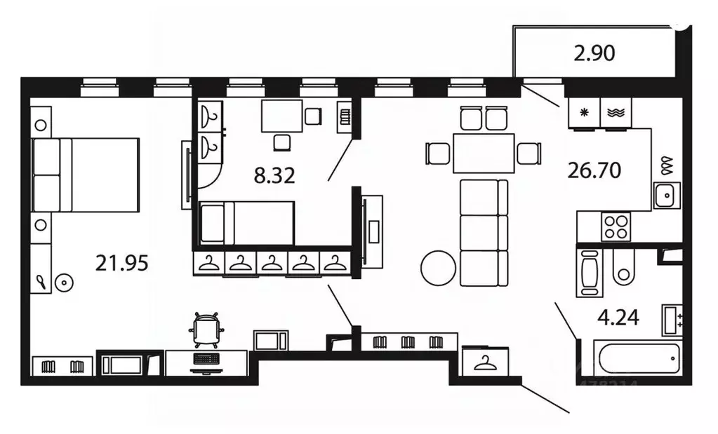 2-к кв. Санкт-Петербург аллея Арцеуловская, 9 (62.08 м) - Фото 2