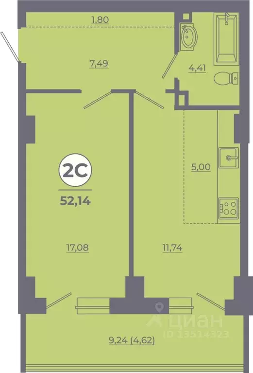 2-к кв. Ростовская область, Ростов-на-Дону Левенцовский мкр, ... - Фото 1