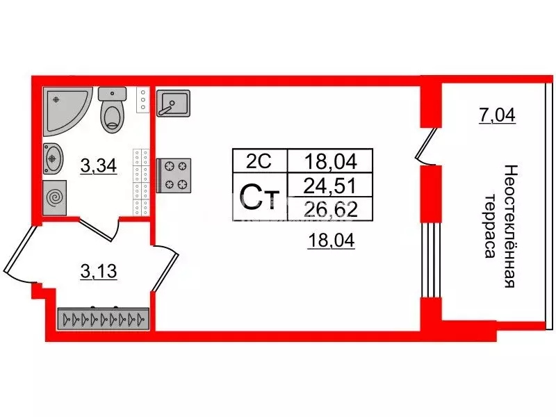 Квартира-студия: Санкт-Петербург, Пулковское шоссе, 99к4 (24 м) - Фото 1