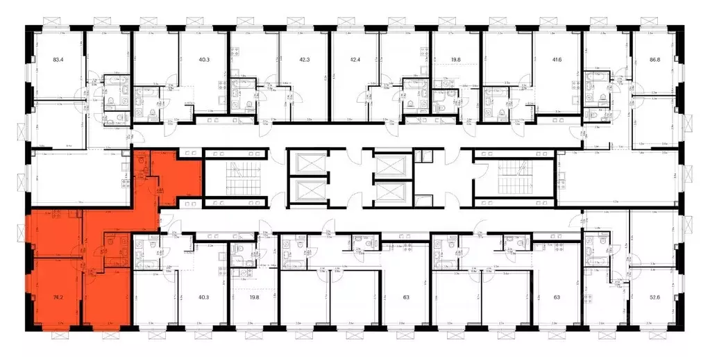 2-к кв. Москва Полярная 25 жилой комплекс, 2.2 (74.2 м) - Фото 1