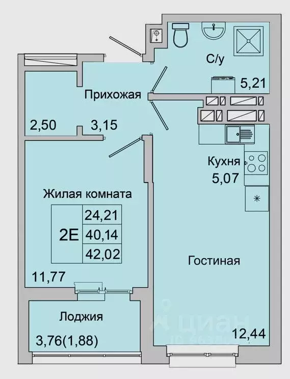 2-к кв. Ростовская область, Батайск ул. Булгакова, 11 (42.02 м) - Фото 0